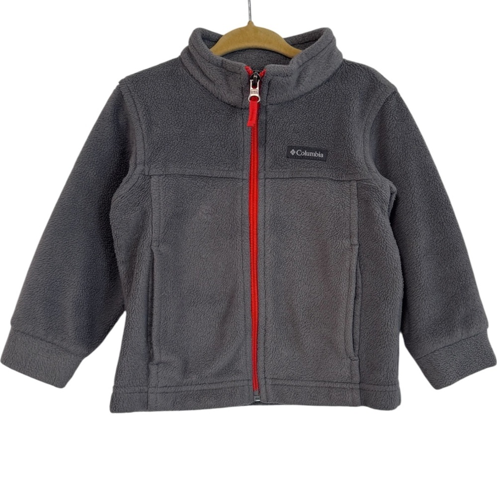 Columbia Toddler  Unisex 2T Full Zip Fleece Jacket, Gray, Orange Zipper